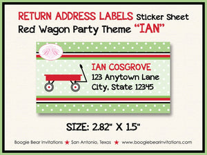 Red Wagon Photo Birthday Party Invitation Boy Girl Green Stripe Picnic Garden Boogie Bear Invitations Ian Theme Paperless Printable Printed