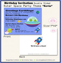 Load image into Gallery viewer, Outer Space Birthday Party Invitation Boy Girl Martian Solar System Galaxy Boogie Bear Invitations Kevin Theme Paperless Printable Printed