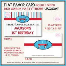 Load image into Gallery viewer, Red Wagon Birthday Favor Party Card Appetizer Food Place Sign Label Boy Girl Blue Black Modern Ride Boogie Bear Invitations Jackson Theme