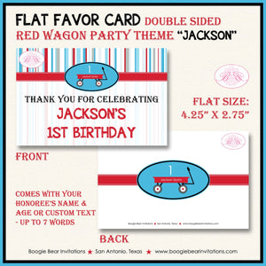 Red Wagon Birthday Favor Party Card Appetizer Food Place Sign Label Boy Girl Blue Black Modern Ride Boogie Bear Invitations Jackson Theme