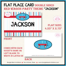 Load image into Gallery viewer, Red Wagon Birthday Favor Party Card Appetizer Food Place Sign Label Boy Girl Blue Black Modern Ride Boogie Bear Invitations Jackson Theme