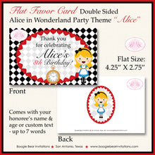 Load image into Gallery viewer, Alice in Wonderland Birthday Party Favor Card Tent Place Appetizer Tag Food Queen of Hearts White Rabbit Boogie Bear Invitations Alice Theme