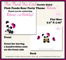 Load image into Gallery viewer, Pink Panda Bear Birthday Party Thank You Card Girl Little Butterfly Wild Zoo Animals Black Dot Boogie Bear Invitations Roberta Theme Printed