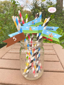 Birthday Party Pennant Straws Dragon Knight Paper Red Flying Hero Slayer Fire Breathing Castle Battle Boogie Bear Invitations Lawson Theme