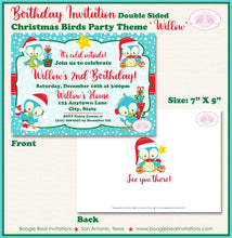 Load image into Gallery viewer, Christmas Birds Birthday Party Invitation Winter Woodland Forest Snowflake Boogie Bear Invitations Willow Theme Paperless Printable Printed