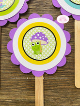Load image into Gallery viewer, Frog Duck Birthday Party Cupcake Toppers Purple Girl Spring Flowers Rain Gardening Garden Green Wagon Boogie Bear Invitations Charlene Theme