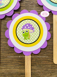 Frog Duck Birthday Party Cupcake Toppers Purple Girl Spring Flowers Rain Gardening Garden Green Wagon Boogie Bear Invitations Charlene Theme