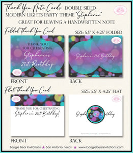 Retro Dance Birthday Party Thank You Card Lights Ombre Girl Disco Ball Glow Modern Dinner Boogie Bear Invitations Stephanie Theme Printed