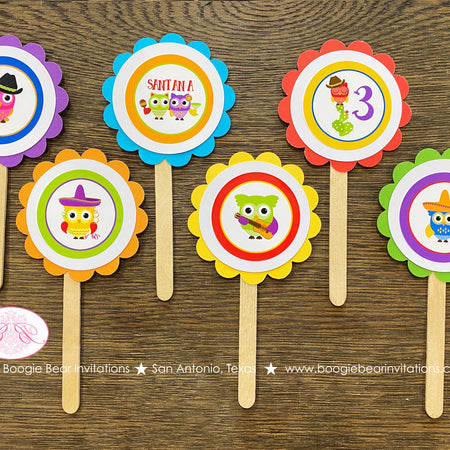 Cinco de Mayo Fiesta Owls Party Cupcake Toppers Birthday Boy Girl Mariachi Taco Tuesday Kids Woodland Boogie Bear Invitations Santana Theme
