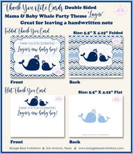 Load image into Gallery viewer, Navy Light Blue Whale Baby Shower Thank You Card Favor Boy Grey Pool Party Swimming Splash Swim Boogie Bear Invitations Layne Theme Printed