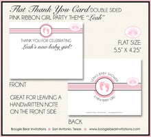 Load image into Gallery viewer, Pink Ribbon Baby Shower Thank You Card Favor Footprints Foot Print Scallop Pretty Circle Black Boogie Bear Invitations Leah Theme Printed