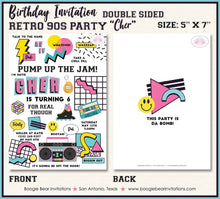 Load image into Gallery viewer, Retro 90s Birthday Party Invitation 1990s Girl Y2K Disco Dance As If Boogie Bear Invitations Cher Theme Paperless Printable Printed