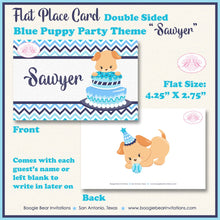 Load image into Gallery viewer, Blue Puppy Birthday Favor Party Card Appetizer Food Place Sign Label Dog Boy Girl Pet Pawty Adoption Boogie Bear Invitations Sawyer Theme