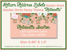 Load image into Gallery viewer, Garden Birds Birthday Party Invitation Coral Green Flower Girl Birdcage Boogie Bear Invitations Antoinette Theme Paperless Printable Printed