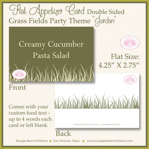 Grass Fields Garden Baby Shower Favor Card Tent Place Appetizer Food Sign Label Tag Green Wheat Boogie Bear Invitations Jordan Theme Printed
