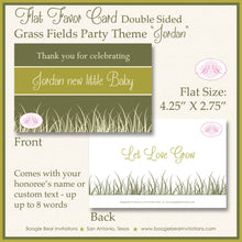 Load image into Gallery viewer, Grass Fields Garden Baby Shower Favor Card Tent Place Appetizer Food Sign Label Tag Green Wheat Boogie Bear Invitations Jordan Theme Printed