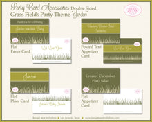 Load image into Gallery viewer, Grass Fields Garden Baby Shower Favor Card Tent Place Appetizer Food Sign Label Tag Green Wheat Boogie Bear Invitations Jordan Theme Printed
