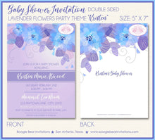 Load image into Gallery viewer, Lavender Flowers Baby Shower Invitation Party Blue Purple Garden Summer Boogie Bear Invitations Kristen Theme Paperless Printable Printed
