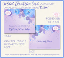 Load image into Gallery viewer, Lavender Flowers Party Thank You Card Baby Shower Blue Purple Garden Summer Spring Grow Picnic Dinner Boogie Bear Invitations Kristen Theme