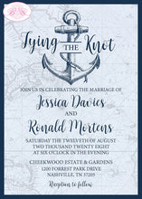 Load image into Gallery viewer, Nautical Anchor Wedding Invitation Party Blue Map Boating Ocean Tie Knot Boogie Bear Invitations Davies Theme Paperless Printable Printed