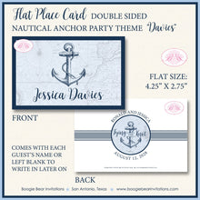 Load image into Gallery viewer, Nautical Anchor Wedding Favor Party Card Tent Appetizer Place Food Blue Map Boating Navy Ocean Tie Knot Boogie Bear Invitations Davies Theme