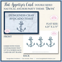 Load image into Gallery viewer, Nautical Anchor Wedding Favor Party Card Tent Appetizer Place Food Blue Map Boating Navy Ocean Tie Knot Boogie Bear Invitations Davies Theme