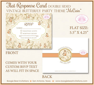 VIntage Butterfly RSVP Card Birthday Party Response Reply Guest Garden Spring Summer Flower Boogie Bear Invitations McCain Theme Printed