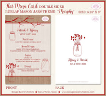 Load image into Gallery viewer, Mason Jars Wedding Menu Cards Party Food Entree Plate Dinner Country Red Burlap Farm Boogie Bear Invitations Murphy Theme Paperless Printed