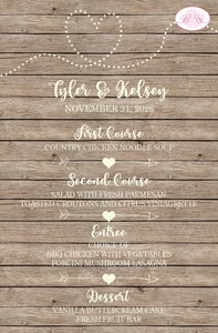 Rustic Wood Wedding Menu Cards Party Food Entree Plate Dinner Farm Barn Country Boogie Bear Invitations Landacre Theme Paperless Printed