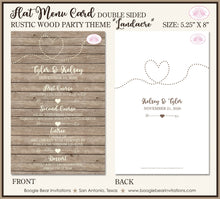 Load image into Gallery viewer, Rustic Wood Wedding Menu Cards Party Food Entree Plate Dinner Farm Barn Country Boogie Bear Invitations Landacre Theme Paperless Printed
