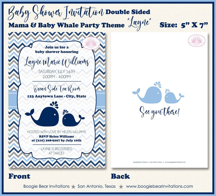 Navy Light Blue Whale Baby Shower Invitation Boy Grey Pool Party Swimming Boogie Bear Invitations Layne Theme Paperless Printable Printed