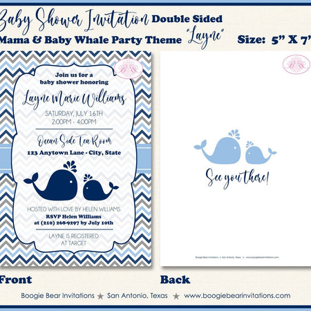 Navy Light Blue Whale Baby Shower Invitation Boy Grey Pool Party Swimming Boogie Bear Invitations Layne Theme Paperless Printable Printed