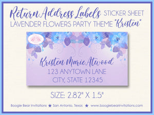 Lavender Flowers Baby Shower Invitation Party Blue Purple Garden Summer Boogie Bear Invitations Kristen Theme Paperless Printable Printed