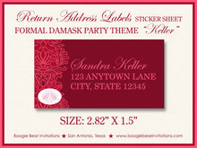 Load image into Gallery viewer, Formal Damask Wedding Invitation Birthday Party Red Flower Lotus Victorian Boogie Bear Invitations Keller Theme Paperless Printable Printed