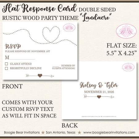 Rustic Wood RSVP Card Birthday Party Response Reply Guest Farm Country Lights Heart Arrow Boogie Bear Invitations Landacre Theme Printed