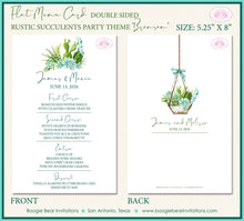 Load image into Gallery viewer, Rustic Succulents Wedding Menu Cards Party Food Entree Plate Dinner Desert Cactus Boogie Bear Invitations Bronson Theme Paperless Printed