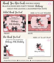 Load image into Gallery viewer, Pink Rose Gold Party Thank You Cards Birthday Note Champagne Red Black High Heels Fashion Chic Boogie Bear Invitations Bethany Theme Printed