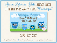 Load image into Gallery viewer, Blue Owl Baby Shower Invitation Boy Woodland Animals Birthday Party Hoot Boogie Bear Invitations Dominique Theme Paperless Printable Printed