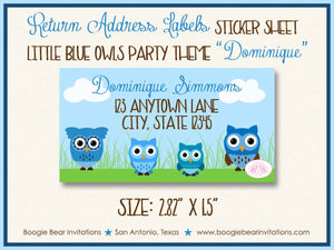 Blue Owl Baby Shower Invitation Boy Woodland Animals Birthday Party Hoot Boogie Bear Invitations Dominique Theme Paperless Printable Printed