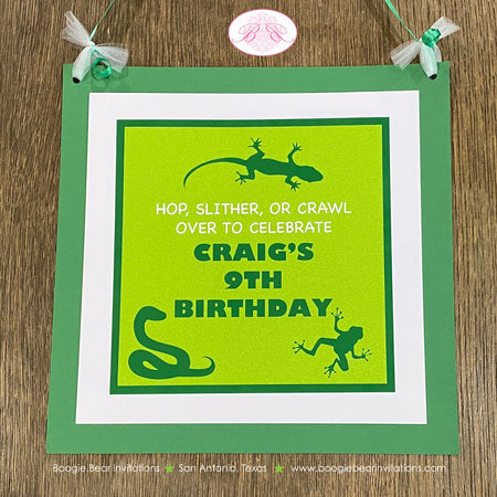 Reptile Happy Birthday Door Banner Welcome Frog Snake Gecko Lizard Rain Forest Amazon Rainforest Green Boogie Bear Invitations Craig Theme