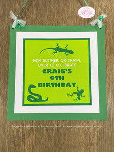 Reptile Happy Birthday Door Banner Welcome Frog Snake Gecko Lizard Rain Forest Amazon Rainforest Green Boogie Bear Invitations Craig Theme