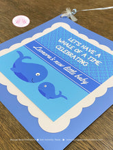 Load image into Gallery viewer, Blue Whale Baby Shower Door Banner Birthday Party Boy Girl Little Pool Swim White Ocean Mama Momma Boogie Bear Invitations Leonora Theme