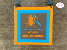 Load image into Gallery viewer, Insect Bug Birthday Door Banner Welcome Happy Rain Forest Amazon Rainforest Brown Blue Orange Kids Hunt Boogie Bear Invitations Micah Theme