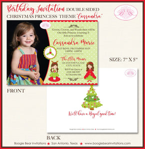 Princess Christmas Birthday Party Invitation Photo Girl Royal Winter Boogie Bear Invitations Cassandra Theme Paperless Printable Printed