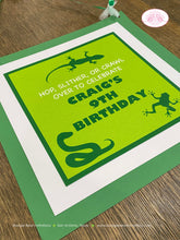 Load image into Gallery viewer, Reptile Happy Birthday Door Banner Welcome Frog Snake Gecko Lizard Rain Forest Amazon Rainforest Green Boogie Bear Invitations Craig Theme