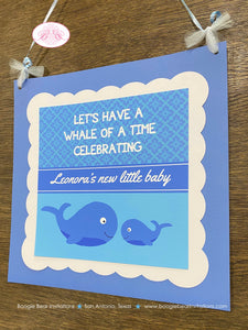 Blue Whale Baby Shower Door Banner Birthday Party Boy Girl Little Pool Swim White Ocean Mama Momma Boogie Bear Invitations Leonora Theme