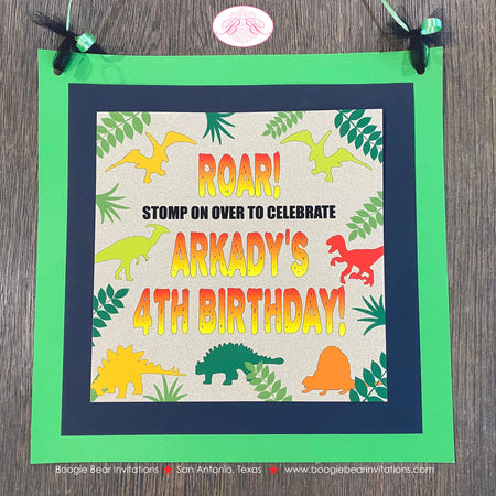 Dinosaur Birthday Party Door Banner Boy Girl Red Scary Dino Roar Prehistoric Stomp Jurassic Forest Kids Boogie Bear Invitations Arkady Theme