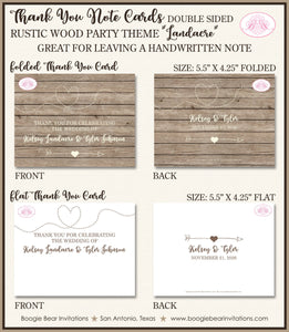 Rustic Wood Thank You Card Wedding Party Party Food Entree Plate Dinner Farm Barn Country Boogie Bear Invitations Landacre Theme Printed