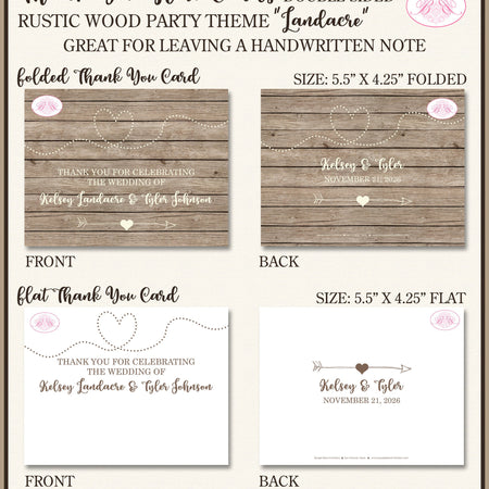 Rustic Wood Thank You Card Wedding Party Party Food Entree Plate Dinner Farm Barn Country Boogie Bear Invitations Landacre Theme Printed
