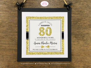 Aged to Perfection Birthday Party Door Banner Formal Modern Bow Tie Black White Glitter Gold Elegant Boogie Bear Invitations Armin Theme